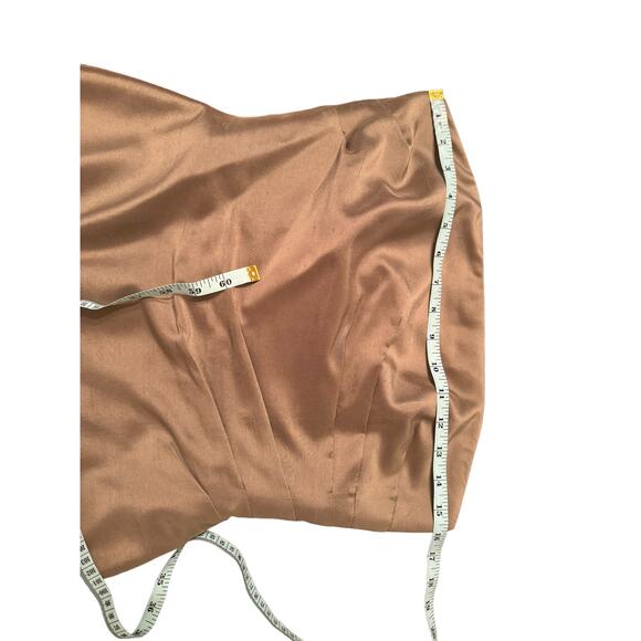 Vintage Kay Unger Sage Green Silk Strapless Midi Dress Embroidered‎ 6 - Picture 9 of 10